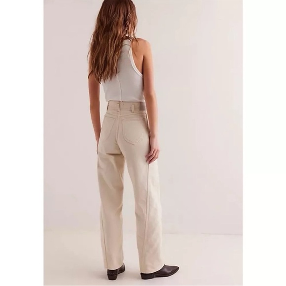Free People Aster Straight Leg Denim 100% Cotton Jeans We The Free Cream Sz 30 - Picture 2 of 16